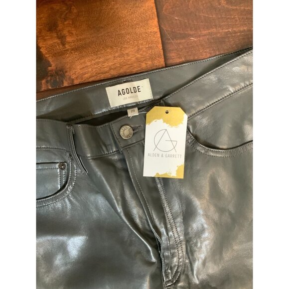 AGOLDE Recycled Leather 90's Pinch Waist Marker Gray NWT $348 Size 29 - Picture 6 of 9